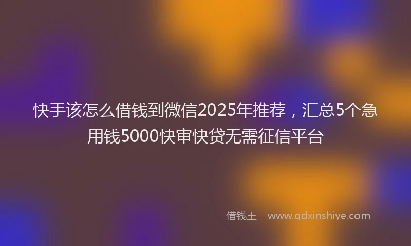 快手该怎么借钱到微信2025年推荐，汇总5个急用钱5000快审快贷无需征信平台