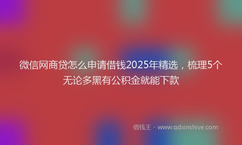 微信网商贷怎么申请借钱2025年精选，梳理5个无论多黑有公积金就能下款