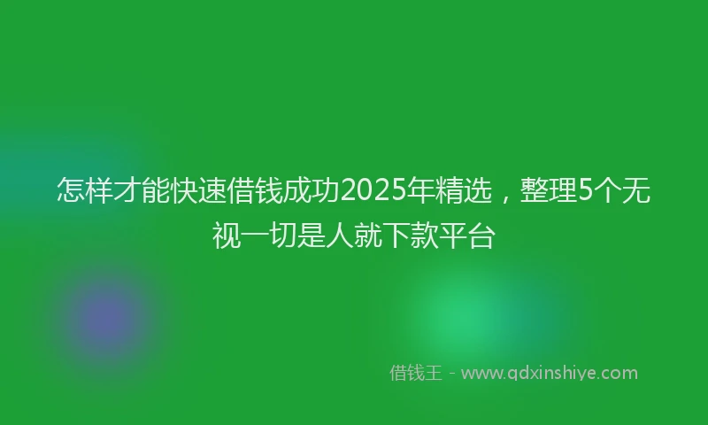 怎样才能快速借钱成功2025年精选，整理5个无视一切是人就下款平台