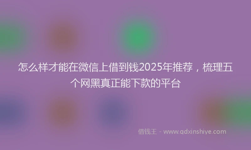 怎么样才能在微信上借到钱2025年推荐，梳理五个网黑真正能下款的平台
