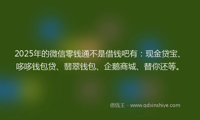 2025年的微信零钱通不是借钱吧有：现金贷宝、哆哆钱包贷、翡翠钱包、企鹅商城、替你还等。