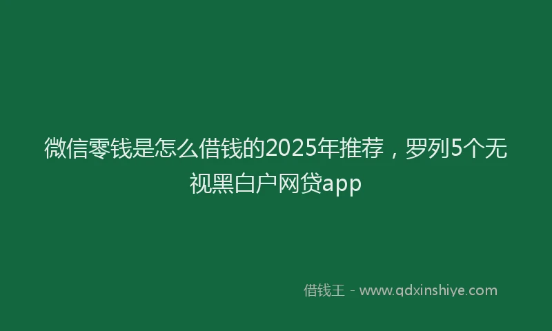 微信零钱是怎么借钱的2025年推荐，罗列5个无视黑白户网贷app
