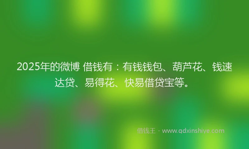 2025年的微博 借钱有：有钱钱包、葫芦花、钱速达贷、易得花、快易借贷宝等。