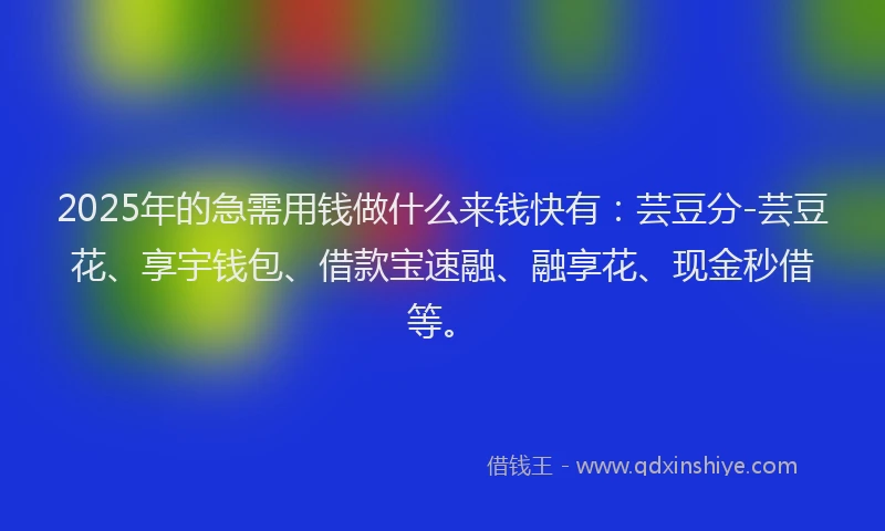 2025年的急需用钱做什么来钱快有：芸豆分-芸豆花、享宇钱包、借款宝速融、融享花、现金秒借等。