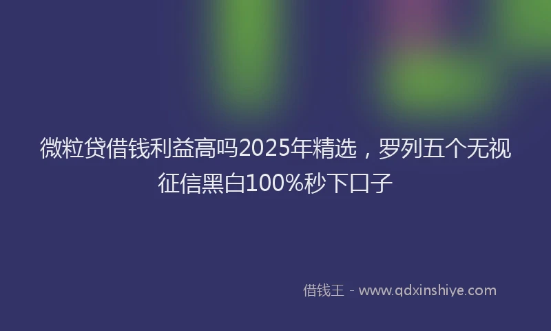 微粒贷借钱利益高吗2025年精选，罗列五个无视征信黑白100%秒下口子