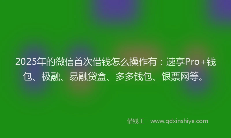 2025年的微信首次借钱怎么操作有：速享Pro+钱包、极融、易融贷盒、多多钱包、银票网等。