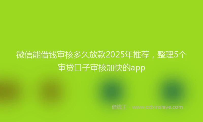 微信能借钱审核多久放款2025年推荐，整理5个审贷口子审核加快的app