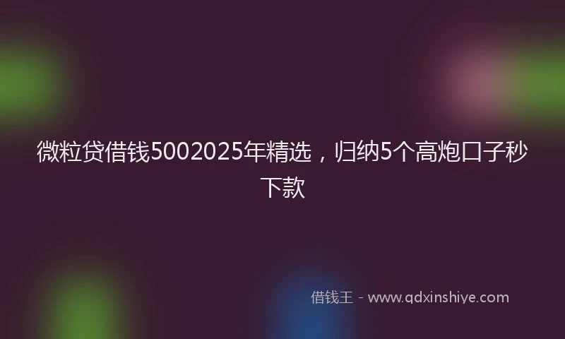 微粒贷借钱5002025年精选，归纳5个高炮口子秒下款