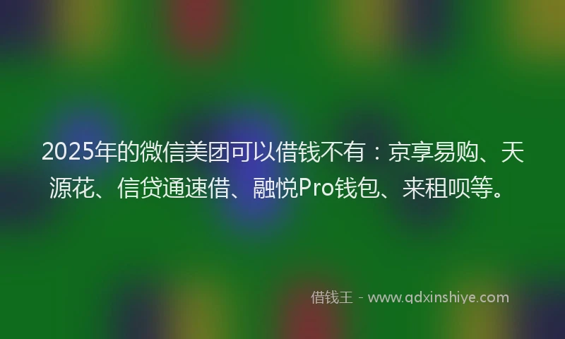 2025年的微信美团可以借钱不有：京享易购、天源花、信贷通速借、融悦Pro钱包、来租呗等。