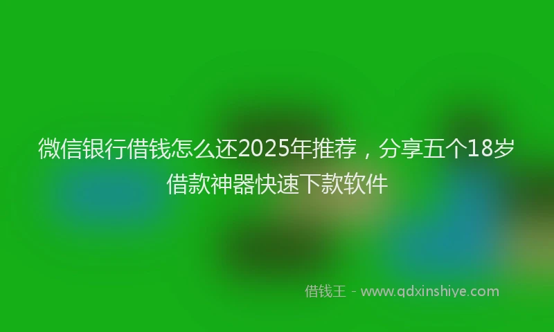 微信银行借钱怎么还2025年推荐，分享五个18岁借款神器快速下款软件
