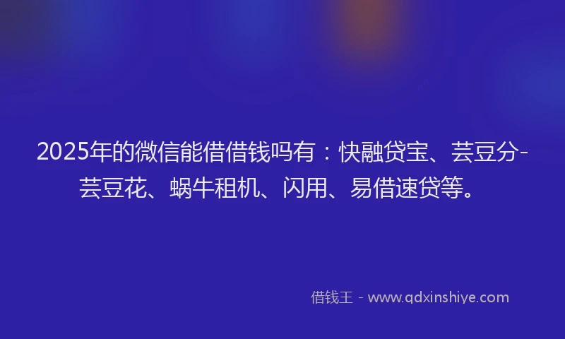 2025年的微信能借借钱吗有：快融贷宝、芸豆分-芸豆花、蜗牛租机、闪用、易借速贷等。