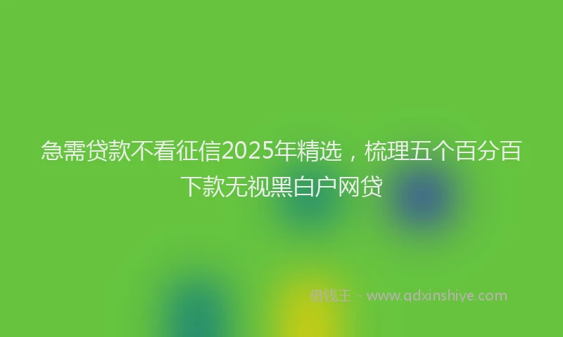 急需贷款不看征信2025年精选，梳理五个百分百下款无视黑白户网贷