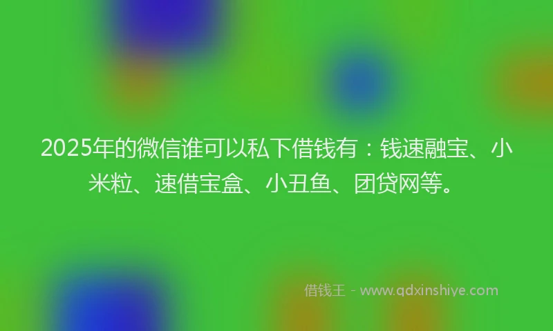 2025年的微信谁可以私下借钱有：钱速融宝、小米粒、速借宝盒、小丑鱼、团贷网等。