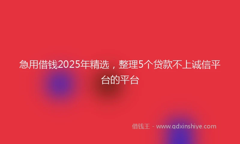 急用借钱2025年精选，整理5个贷款不上诚信平台的平台