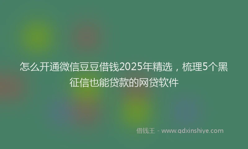 怎么开通微信豆豆借钱2025年精选，梳理5个黑征信也能贷款的网贷软件