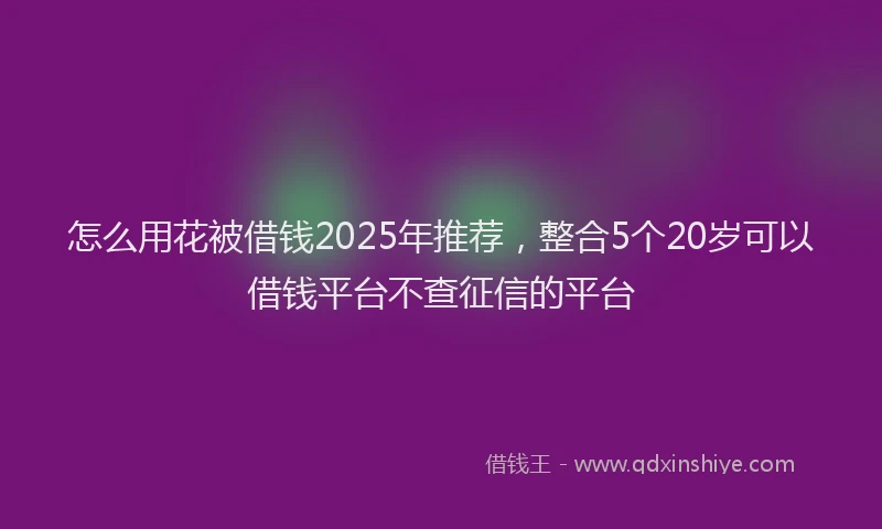怎么用花被借钱2025年推荐，整合5个20岁可以借钱平台不查征信的平台