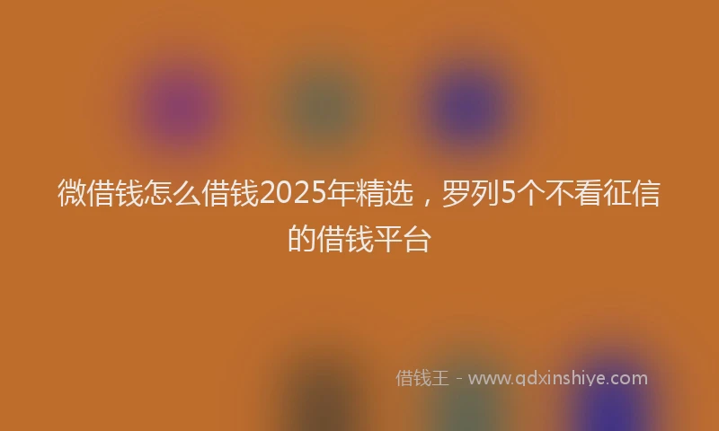 微借钱怎么借钱2025年精选，罗列5个不看征信的借钱平台