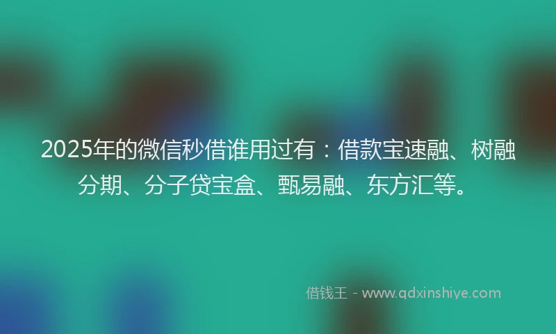 2025年的微信秒借谁用过有：借款宝速融、树融分期、分子贷宝盒、甄易融、东方汇等。