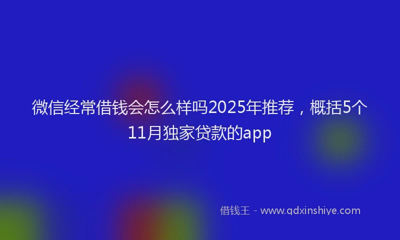 微信经常借钱会怎么样吗2025年推荐，概括5个11月独家贷款的app