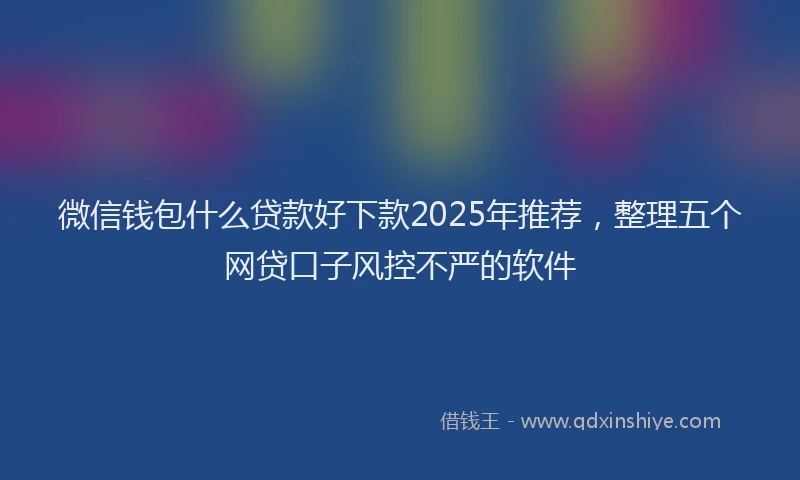 微信钱包什么贷款好下款2025年推荐，整理五个网贷口子风控不严的软件