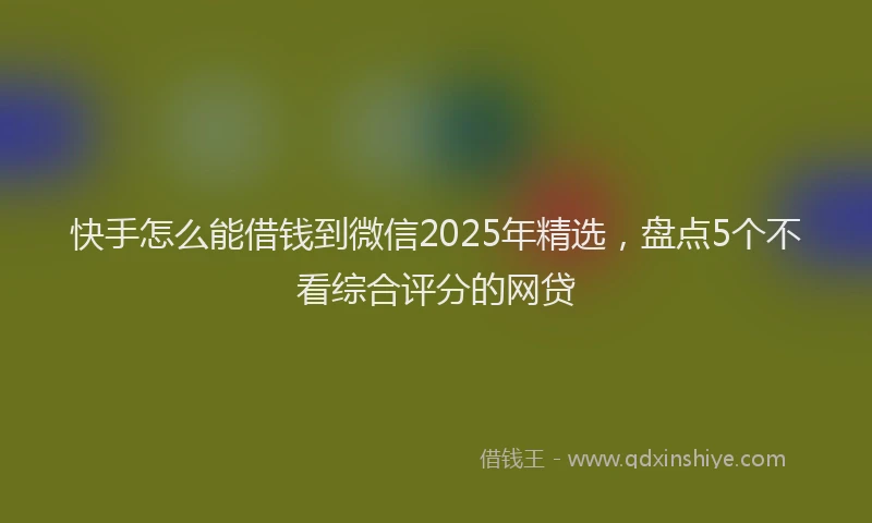 快手怎么能借钱到微信2025年精选，盘点5个不看综合评分的网贷