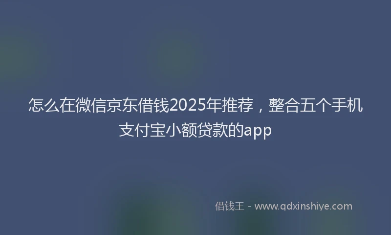 怎么在微信京东借钱2025年推荐，整合五个手机支付宝小额贷款的app