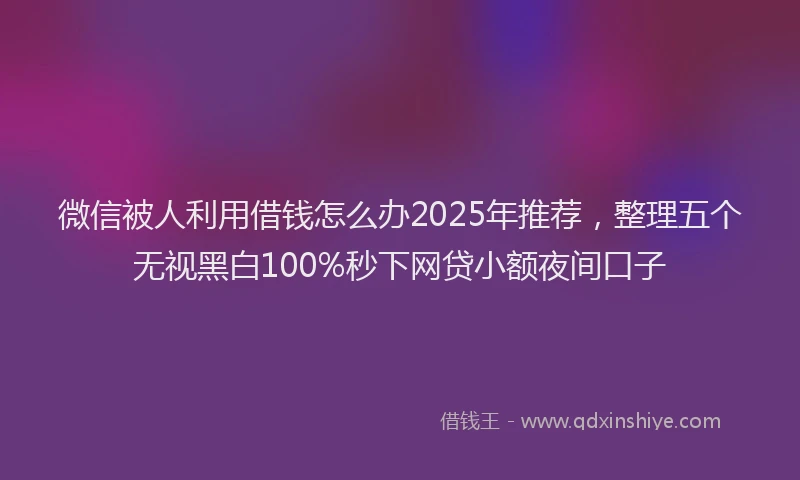 微信被人利用借钱怎么办2025年推荐，整理五个无视黑白100%秒下网贷小额夜间口子
