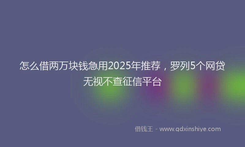 怎么借两万块钱急用2025年推荐，罗列5个网贷无视不查征信平台