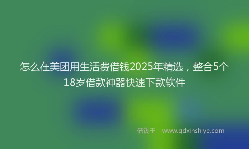 怎么在美团用生活费借钱2025年精选，整合5个18岁借款神器快速下款软件