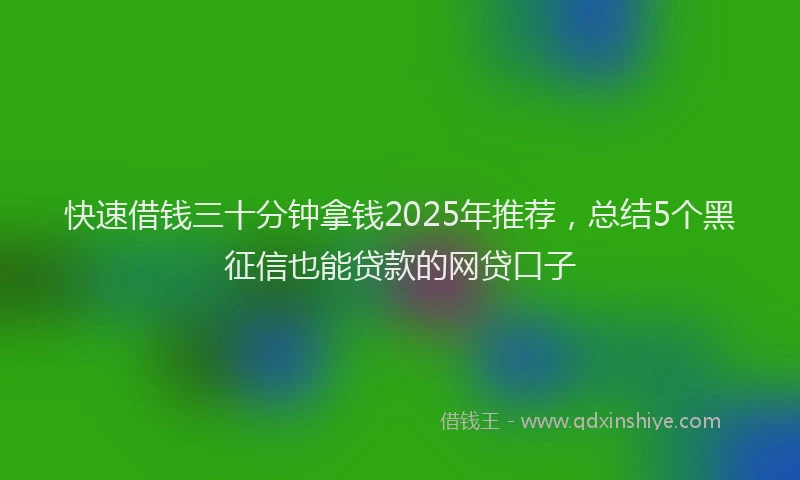 快速借钱三十分钟拿钱2025年推荐，总结5个黑征信也能贷款的网贷口子