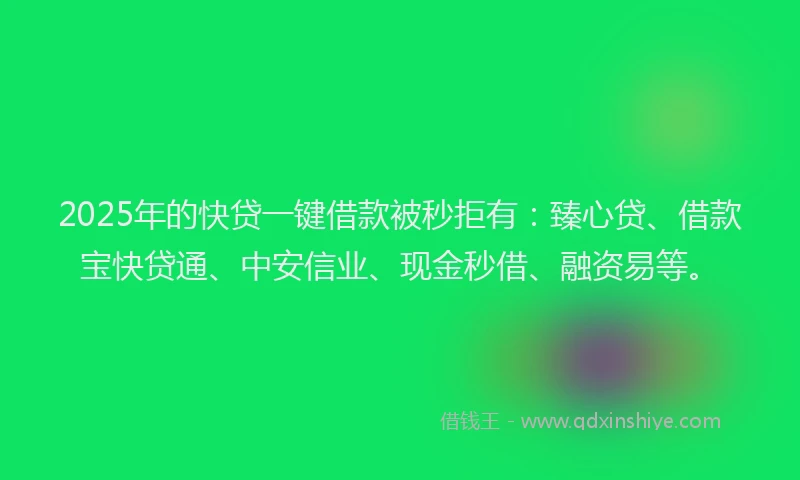 2025年的快贷一键借款被秒拒有：臻心贷、借款宝快贷通、中安信业、现金秒借、融资易等。