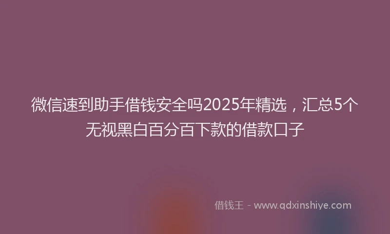 微信速到助手借钱安全吗2025年精选，汇总5个无视黑白百分百下款的借款口子