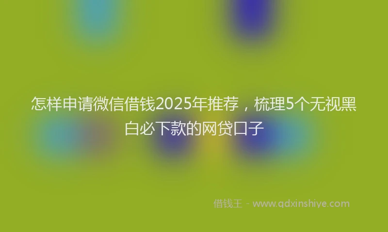 怎样申请微信借钱2025年推荐，梳理5个无视黑白必下款的网贷口子