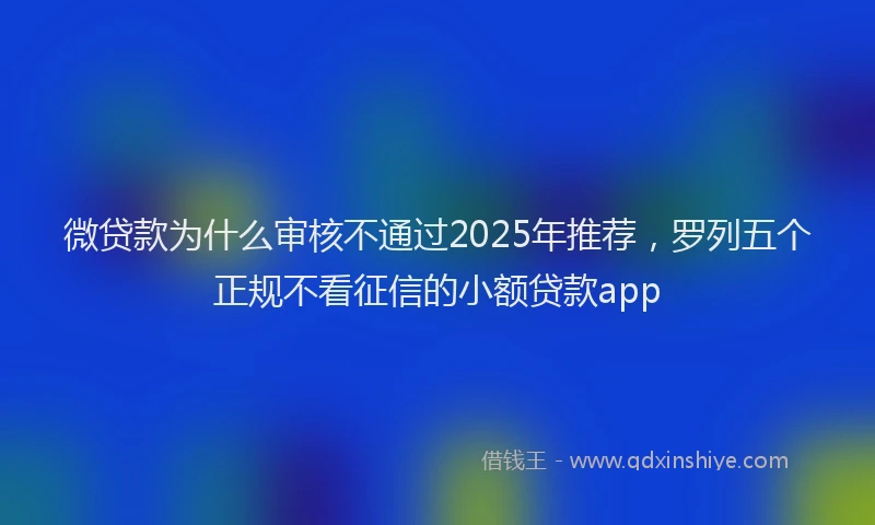 微贷款为什么审核不通过2025年推荐，罗列五个正规不看征信的小额贷款app