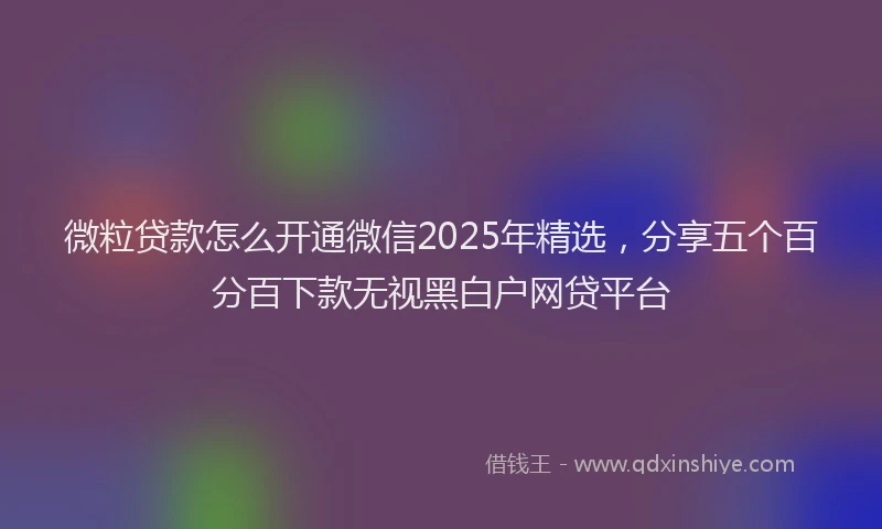 微粒贷款怎么开通微信2025年精选，分享五个百分百下款无视黑白户网贷平台