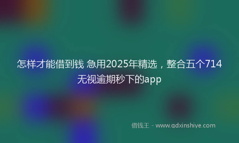 怎样才能借到钱 急用2025年精选，整合五个714无视逾期秒下的app