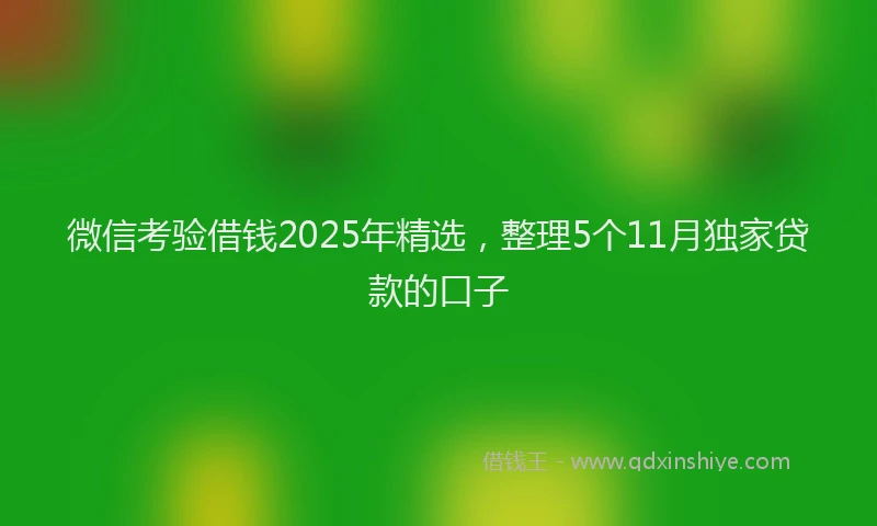 微信考验借钱2025年精选，整理5个11月独家贷款的口子