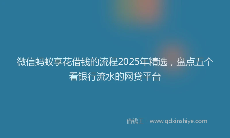 微信蚂蚁享花借钱的流程2025年精选，盘点五个看银行流水的网贷平台