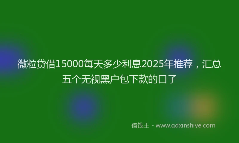 微粒贷借15000每天多少利息2025年推荐，汇总五个无视黑户包下款的口子