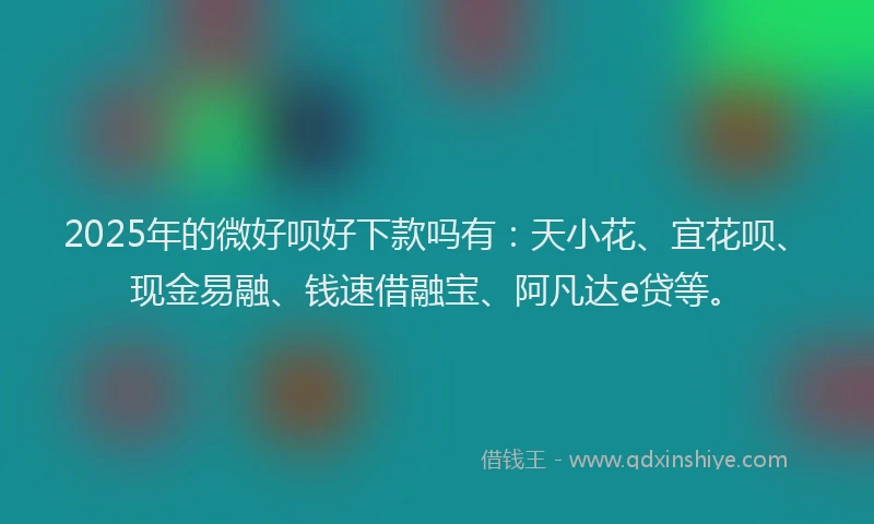 2025年的微好呗好下款吗有：天小花、宜花呗、现金易融、钱速借融宝、阿凡达e贷等。