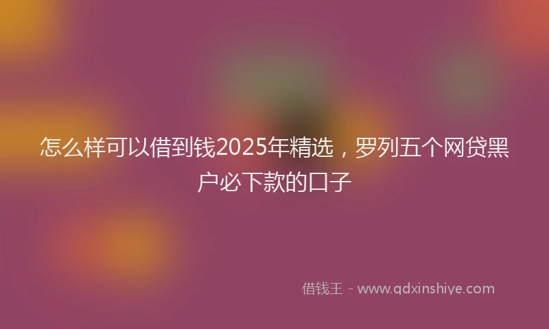 怎么样可以借到钱2025年精选，罗列五个网贷黑户必下款的口子