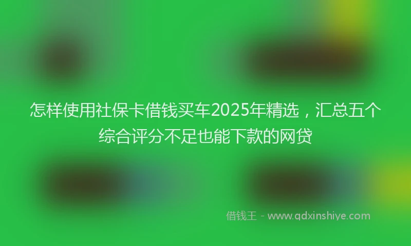 怎样使用社保卡借钱买车2025年精选，汇总五个综合评分不足也能下款的网贷