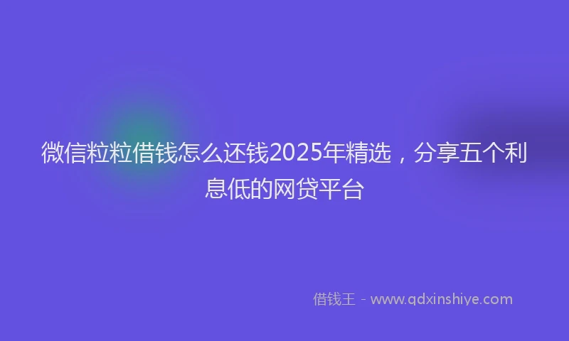 微信粒粒借钱怎么还钱2025年精选，分享五个利息低的网贷平台