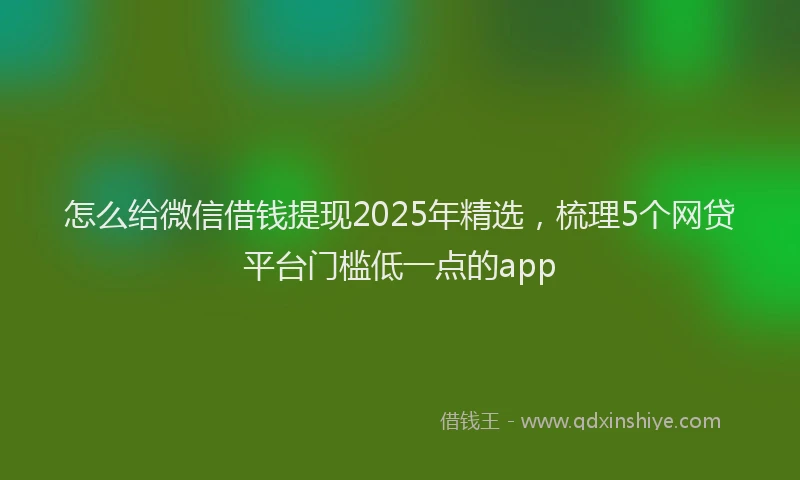 怎么给微信借钱提现2025年精选，梳理5个网贷平台门槛低一点的app
