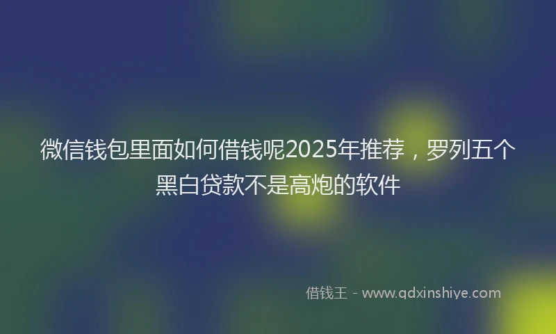 微信钱包里面如何借钱呢2025年推荐，罗列五个黑白贷款不是高炮的软件