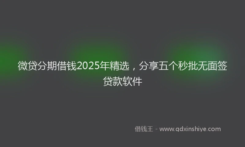 微贷分期借钱2025年精选，分享五个秒批无面签贷款软件
