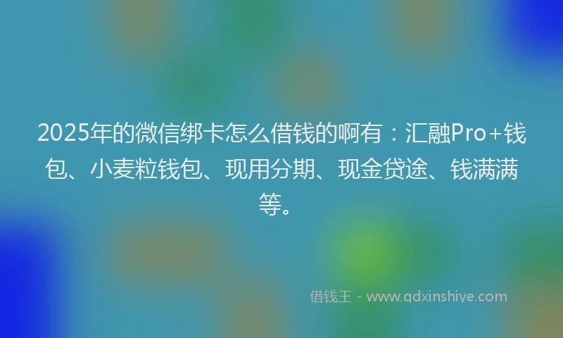 2025年的微信绑卡怎么借钱的啊有：汇融Pro+钱包、小麦粒钱包、现用分期、现金贷途、钱满满等。