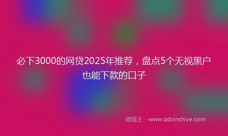 必下3000的网贷2025年推荐，盘点5个无视黑户也能下款的口子