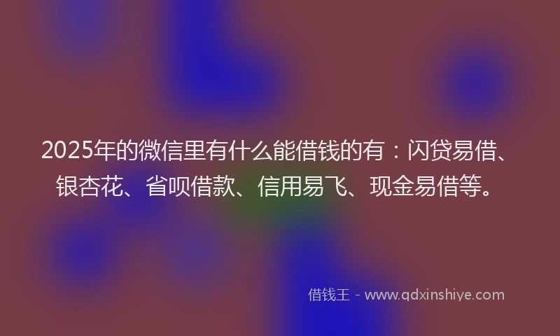 2025年的微信里有什么能借钱的有：闪贷易借、银杏花、省呗借款、信用易飞、现金易借等。