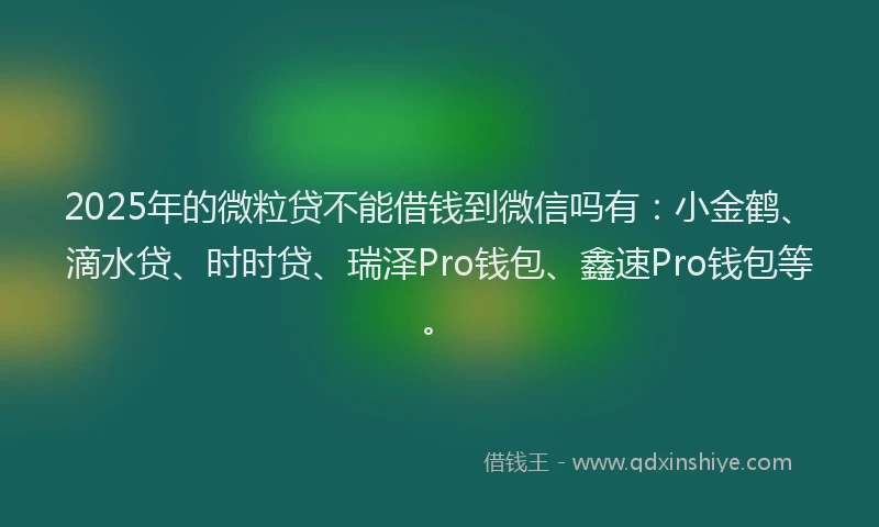 2025年的微粒贷不能借钱到微信吗有：小金鹤、滴水贷、时时贷、瑞泽Pro钱包、鑫速Pro钱包等。